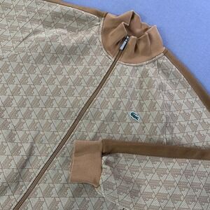 Lacoste Jacket ONLY Mens 2XL Brown Monogram Jacquard Print Full Zip Track SH0072